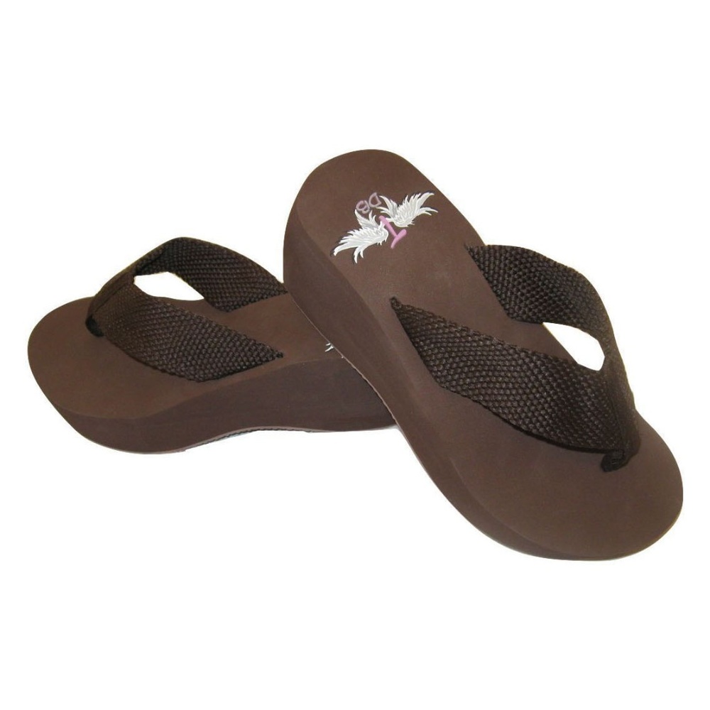 Trendy Design's Brown Flip Flops Wedge Low Heel